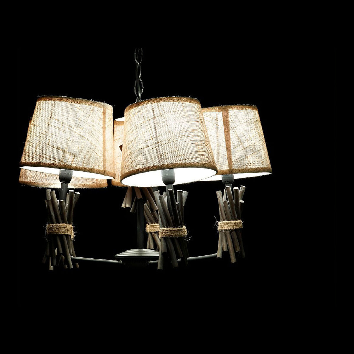 Loftslampe DKD Home Decor Polyester Metal (55 x 55 x 100 cm)
